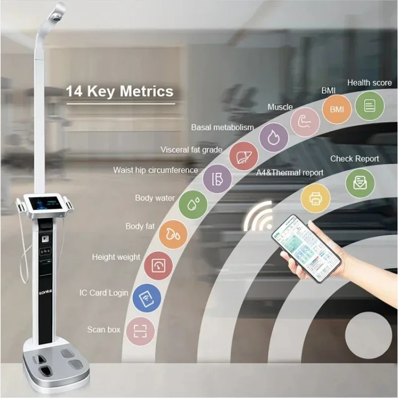 Фото (Морская доставка) Умные весы Sonka Smart Body с 8 электродами, усовершенствованный анализатор состава тела, измеритель ИМТ, анализатор состава тела по всей поверхности тела. №3