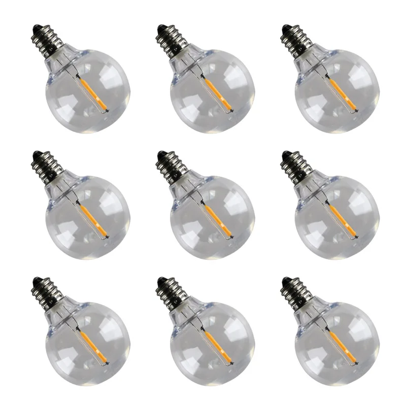 

25pcs E12 Bulbs for G40 Globe Outdoor LED String Lights Plastic Shatterproof Waterproof Patio Lights Bulbs