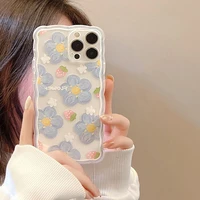 summer purple flowers wavy border phone case campatible for iphone 13 12 11 pro max x xs xr xsmax 7 8 plus clear soft tpu cover