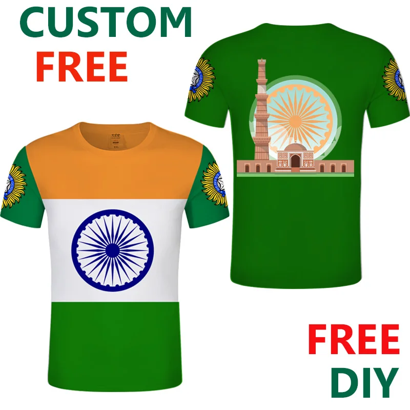 

India Summer DIY free Custom tshirt Men Sport t-shirt Indian Emblem भारत Tee Shirts Customize Country Name Number Logo T shirt