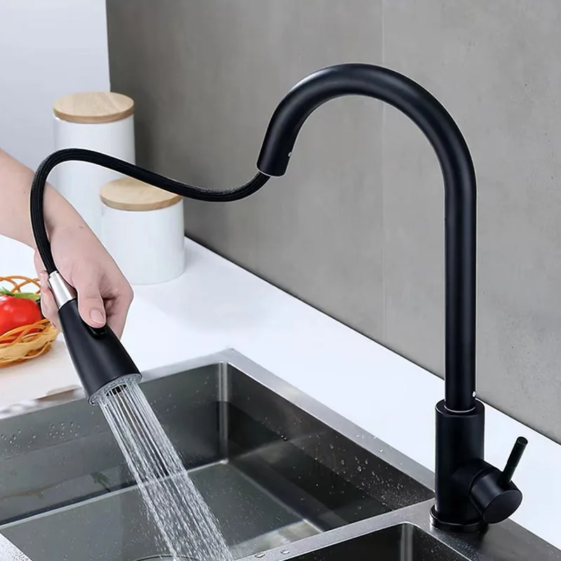 

Смеситель кухонный с выдвижным носиком, поворот на 360 градусов