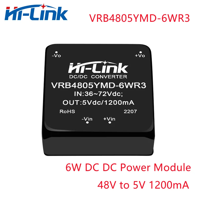 HiLink 6W 5V VRB4805YMD-6WR3 36-72Vdc DC DC Power Converter Module