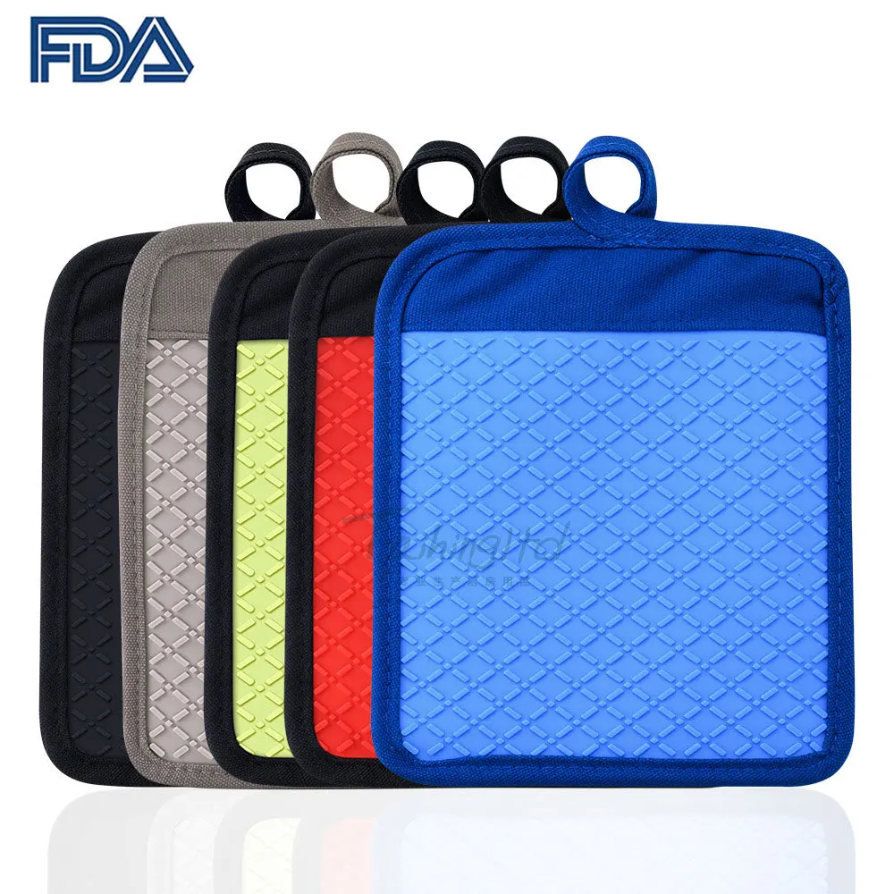 

Silicone Pot Holders Heat-Resistant Non-Slip Potholders Oven Hot Pads With Pockets Mitts For Kitchen Cooking Baking Barbecue
