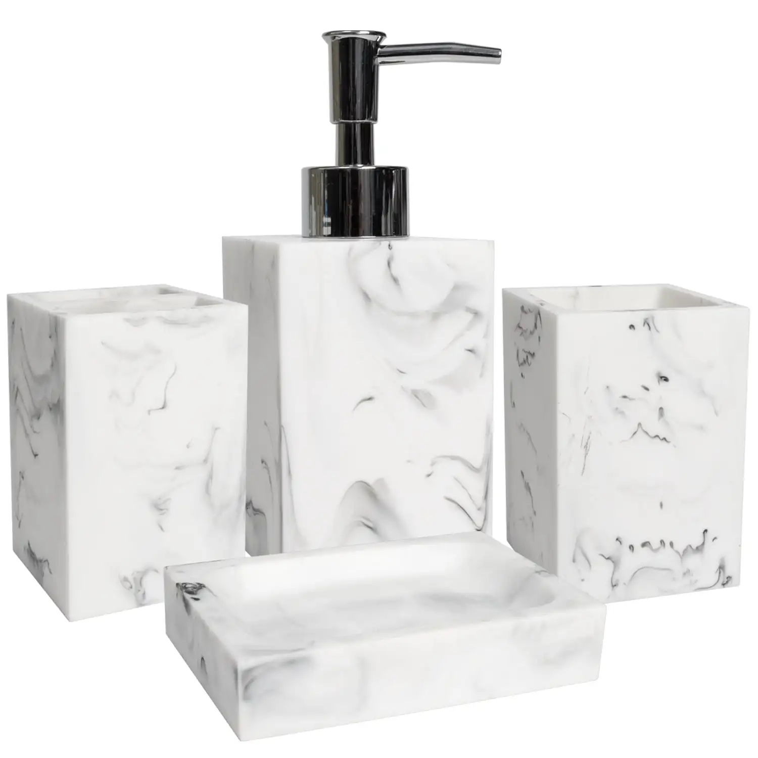 

Plaza Bath Accessory Poly Resin 4 Piece Bath Accessories Set Bathroom Accessory