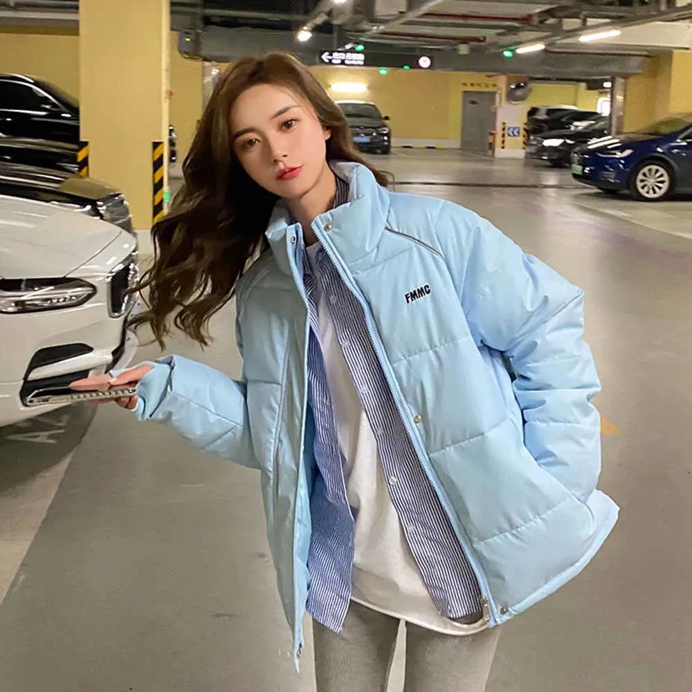 Casual Winter Outwear Jacket Parkas 2023 Winter Women Oversized Parkas Jacket Fashion Solid Stand Collar Thick Warm Padded Coat