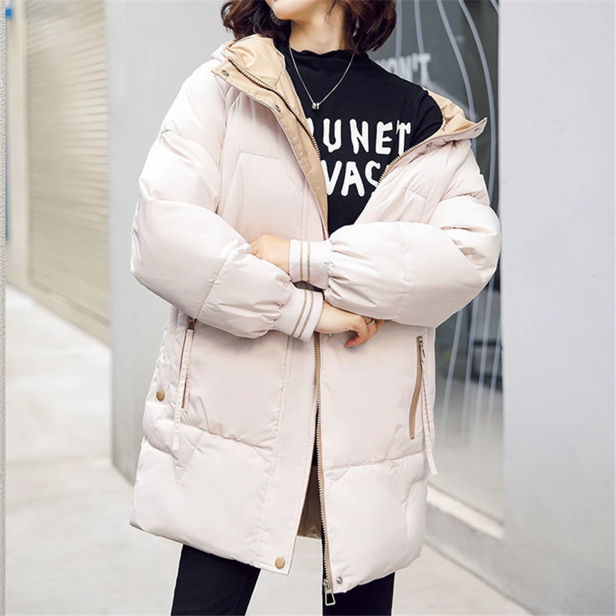 Oversized 5XL Winter Hooded Women Loose Parka  Warm Thicken Mid-length Coat Waterproof Snow Jacket Casual Korean Outwear 2022