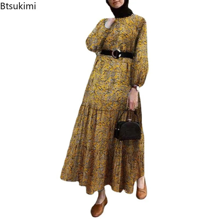 Скромная абайя ИД Рамадан мусульманское платье макси халат индейка Кафтан