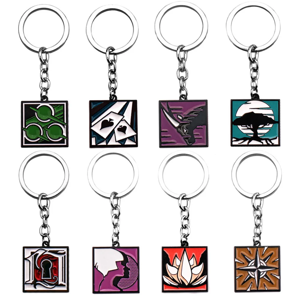

Rainbow Six 6 Siege Enamel Keychain for Men ZERO ACE ORYX MELUSI IANA ARUNI NOMAD Key Ring Key Holder Car Bag Deco Jewelry Gift