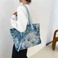 designer handbag high quality bag female large capacity canvas bag fashion shoulder bag student class oil painting tote bag