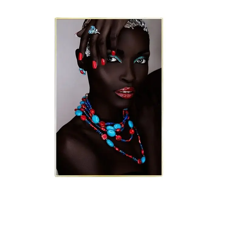 

Modern Wall Art Black Woman Canvas Painting On The Wall African Women Poster Print Wall Pictures for Living Room Decor Tableau