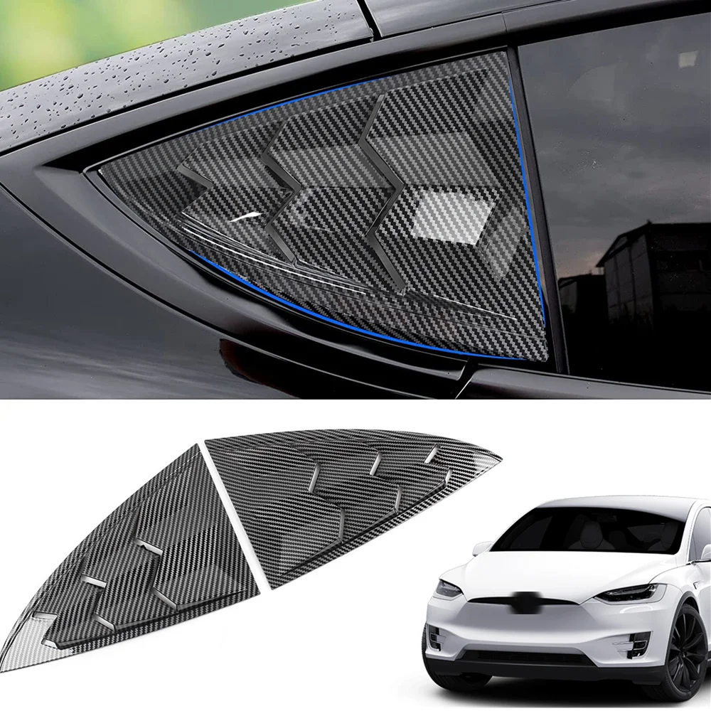 

Carbon Fiber Rear Side Window Quarter Louver Cover For Tesla Model Y 2020-2021
