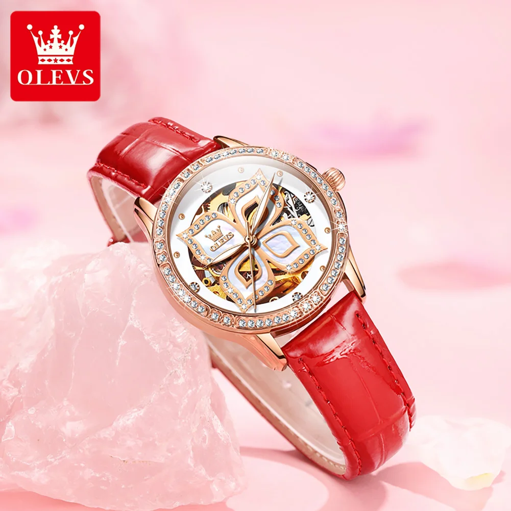 OLEVS Original Women Watch Luxury Brand Waterproof Automatic Mechancial Wristwatch Fashion Ladies Diamond Watch With Bracelet enlarge