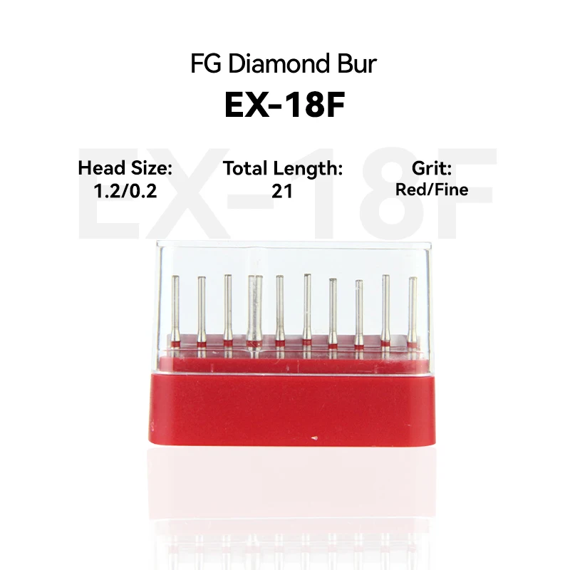 

1Set Dental Clinic Products EX-18F 150-012F Diamond Bur FG High Speed 1.2/0.2 21.0 RED Fine Medium Intra-oral Tools Dentist Gift