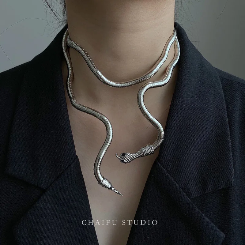 

Personality Punk Snake Chain Necklace Adjustable Change Shape At Will Snake Shape Chain Neck Choker for Women Men Punk Jewelry