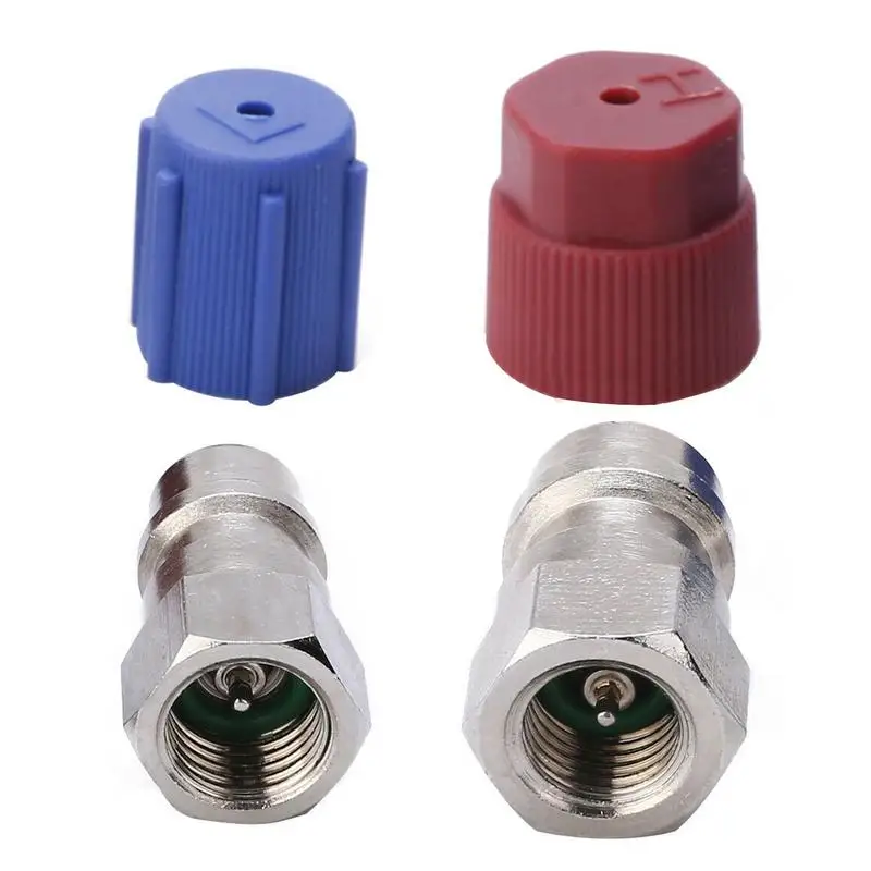 

AC R134A Quick Coupler Adapter Kit Air Conditioner Conversion Adapter High/Low AC Fitting Port 1/4'to 7/16-20 UNF Conversion