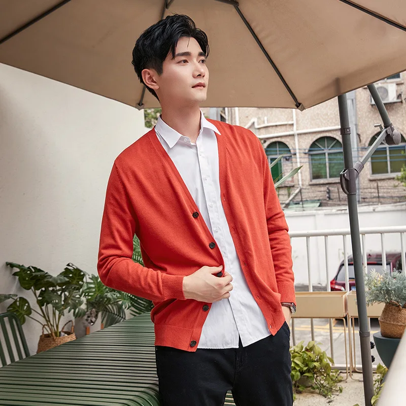 

Men Knitted Cotton Colorfull Cardigan Classic Korean Style Slim Fit Casual Daily Sweater Male Office Business Wear