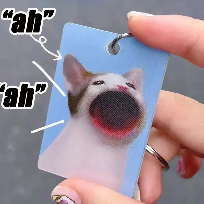 

Cartoon Pop Cat Acrylic Dynamic Keychain Creative Customize Anime Big Mouth Cat Funny Backpack Pendant Key Ring Gifts for Kids