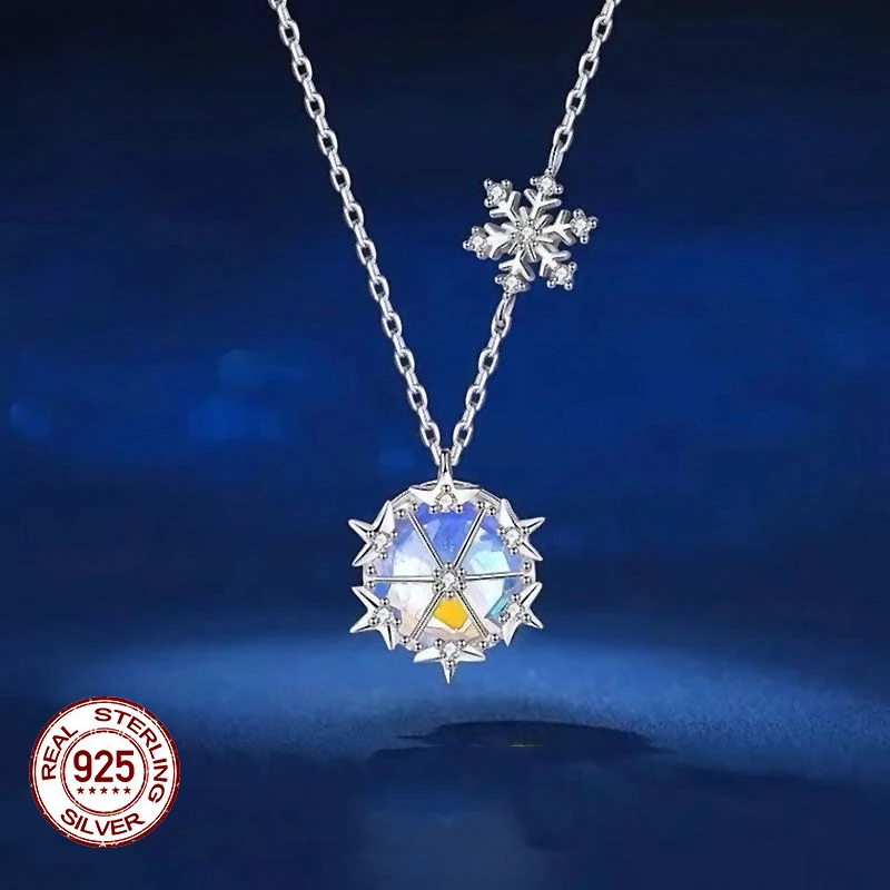 

Color Changing Snowflake Necklace For Women Wift Gifts Trendy Symphony Stone Jewelry 2023 Valentine Present Romantic Accessories