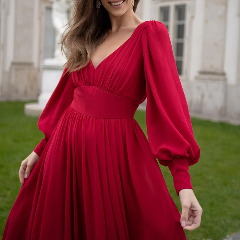 Осеннее новое тонкое вечернее длинное платье с длинным рукавом сексуальное