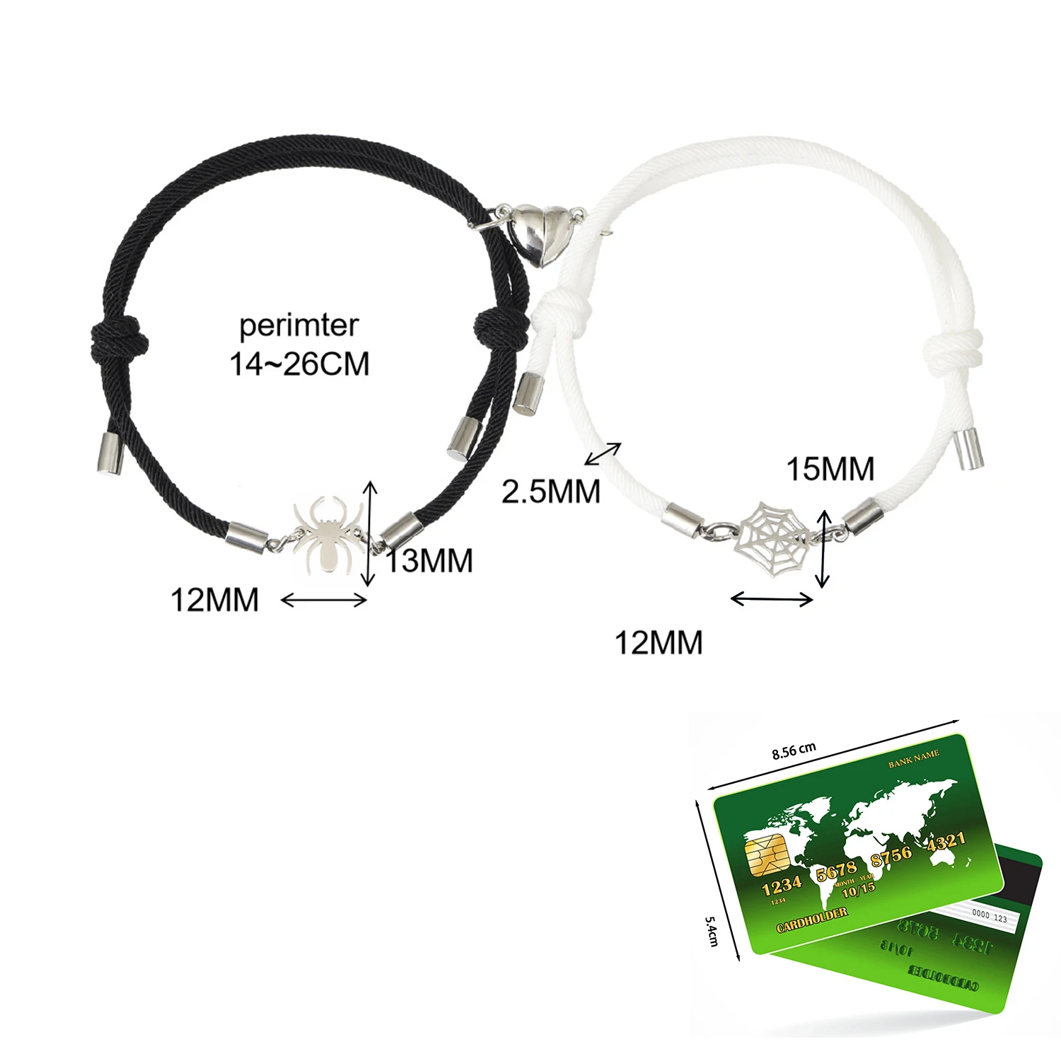 1 пара магнитных браслетов пауков для женщин и мужчин веревочный браслет дружбы