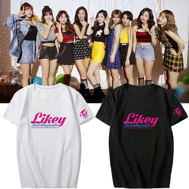 

Двойная Likey футболка, Топы, футболка группы Kpop TZUYU SANA мин JIHYO NAYEON MOMO DAHYUN JEONGYEON CHAEYOUNG, футболка с коротким рукавом