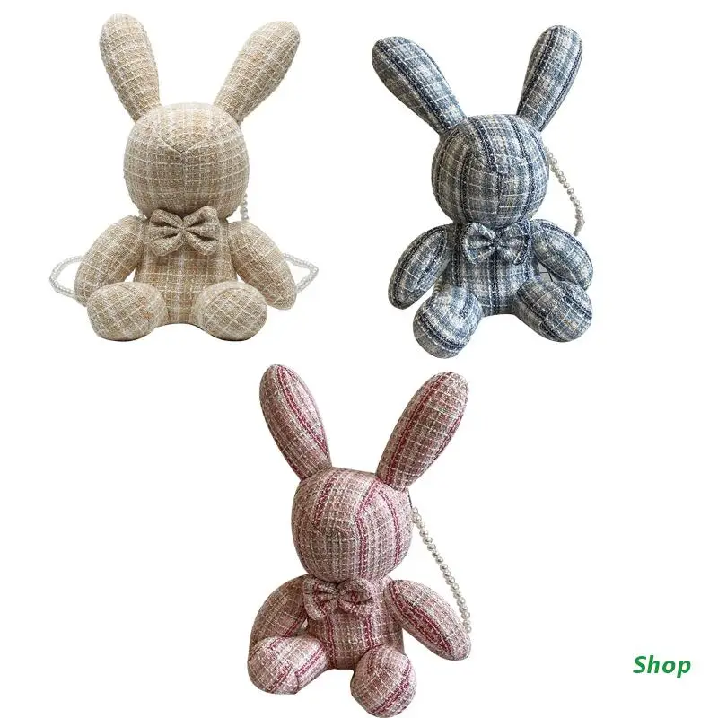 

L5YC Cartoon Cute Rabbit Purses Handbag Pearl Chain Crossbody Bag Shoulder Bag