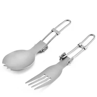 titanium folding spoon spork outdoor tableware outdoor camping cookware lightweight folded flatware for camping picnic