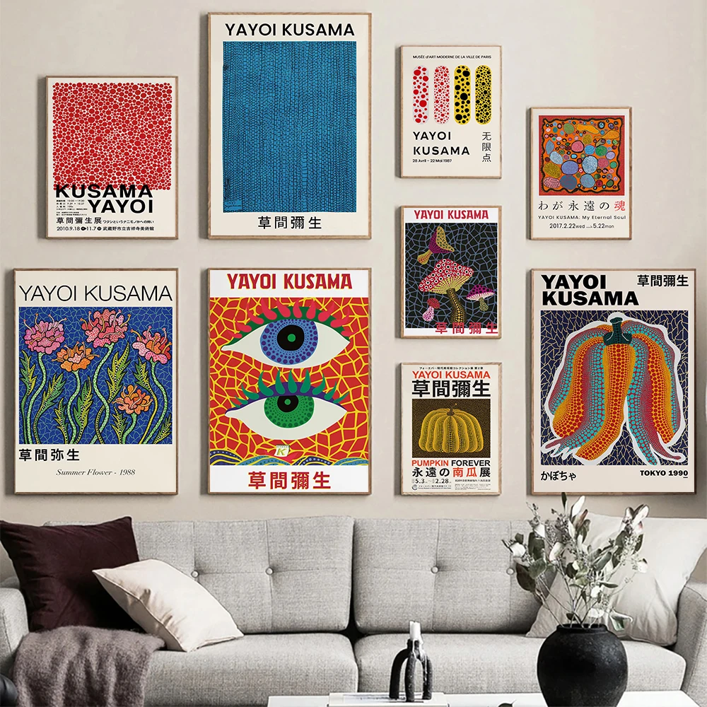 

Yayoi Kusama Famous Posters Murals Japanese Artist Art Paintings Print On Canvas Abstract Wall Picture For Living Room Decor