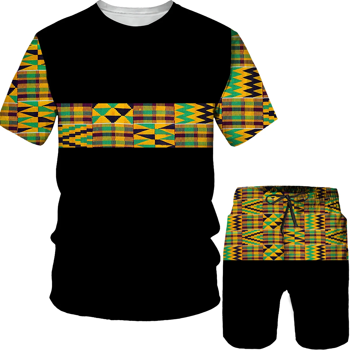 Men's T Shirt Shorts Tracksuits Suit 3D Print African Dashiki Summer Short Sleeve Men Folk Custom Outfits Plus Size Men Sets