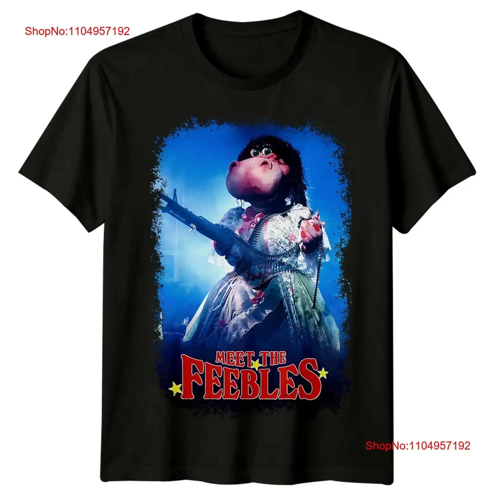 Фото Футболка с постером фильма «Почти Feebles 1989» в стиле ретро 80-х годов, винтажный стираный графический топ для повседневной носки, слегка уличная одежда №1