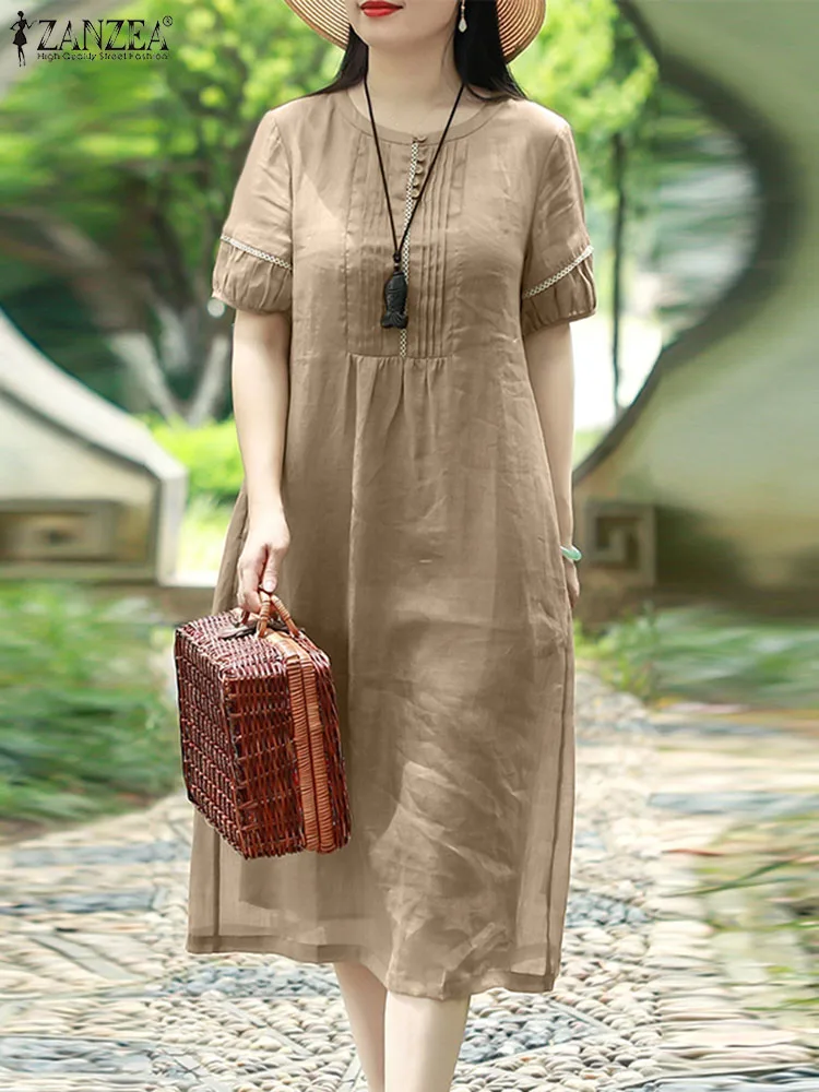 Платье ZANZEA женское с пышными рукавами