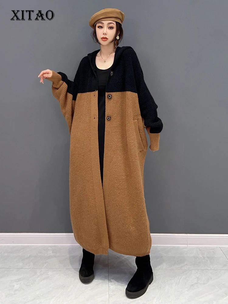 

XITAO Women Cardigans Fashion Full Sleeve Small Fresh Hit Color Goddess Fan Casual Style Loose Single Breast Sweater WLD13409