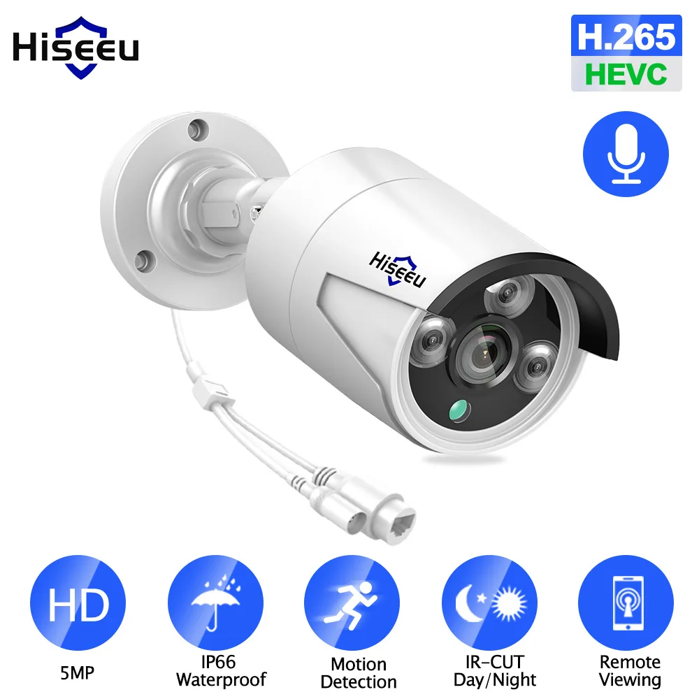 Hiseeu Poe Outdoor 5.0million Xiongmai Сетевая камера наблюдения Hd Водонепроницаемый пульт