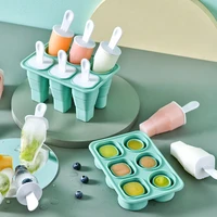 fold silicone six compartment ice mold ice cream ice pops mold portable food grade popsicle mould