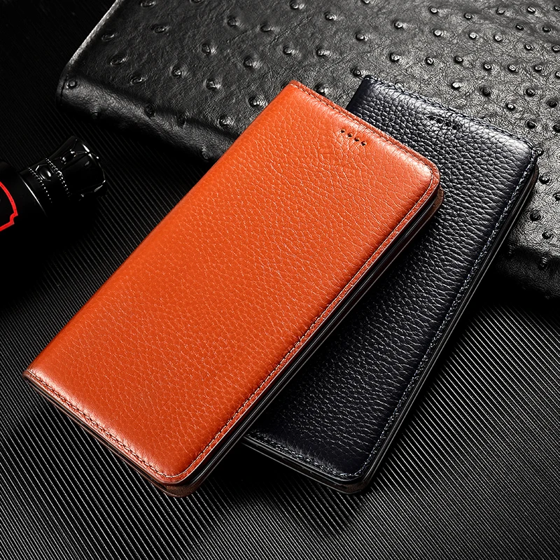 

Litchi Genuine Leather Case Cover For XiaoMi Poco F1 F2 F3 F4 M2 M3 4 X4 C31 X2 X3 Pro GT NFC C40 M5s Magnetic Wallet Flip Cover