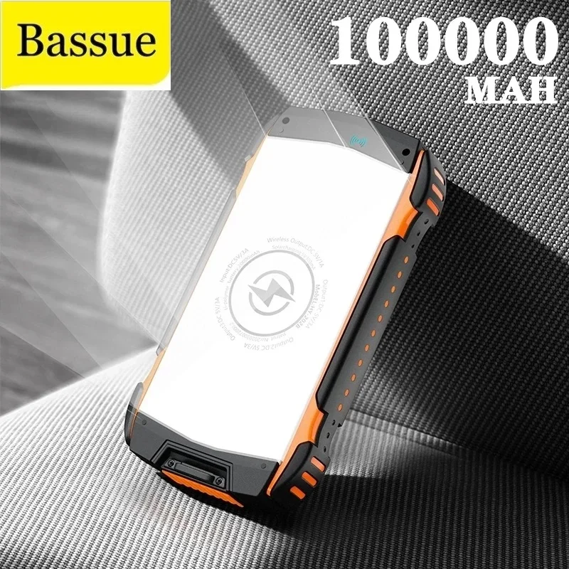 Solar Power Bank Waterproof 100000mAh Charger USB Ports External Powerbank for Xiaomi 5S Smartphone with LED Light |