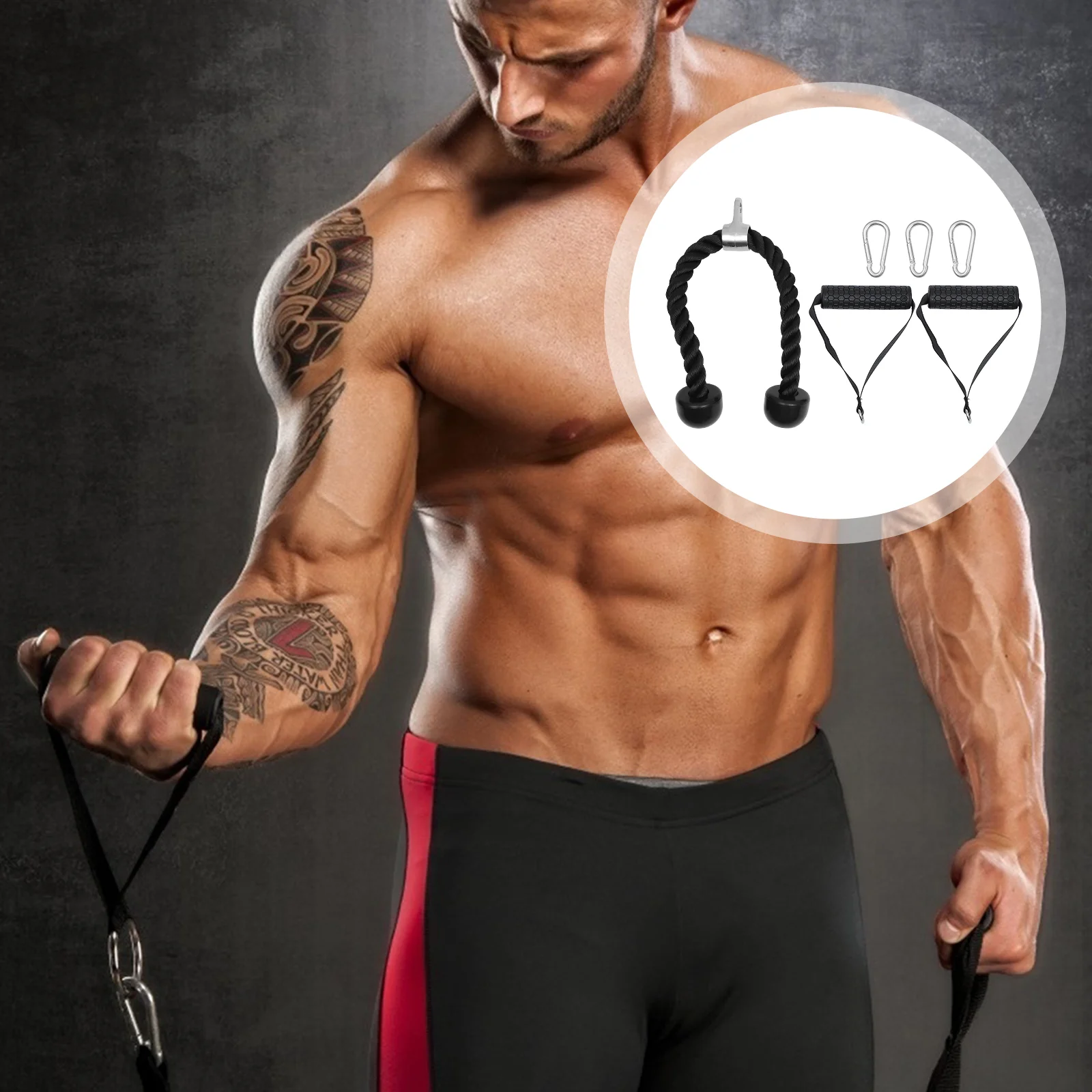 

Ropecable Tricep Down Fitness Attachment Training Bar Tool Gym Muscle Press Kithandle Weight Machine Rotating Triceps Workout