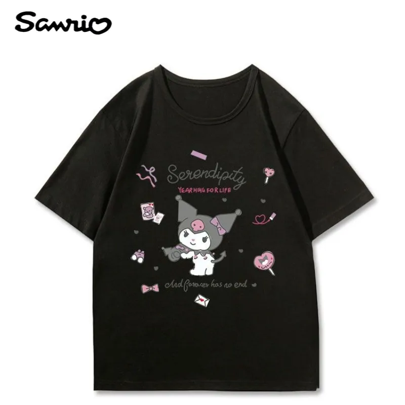 

Sanrio kawaii аниме мультфильм Женщины с коротким рукавом Дети милые куломи Корица рулон Мелодия новая одежда для девочек Футболка оптом