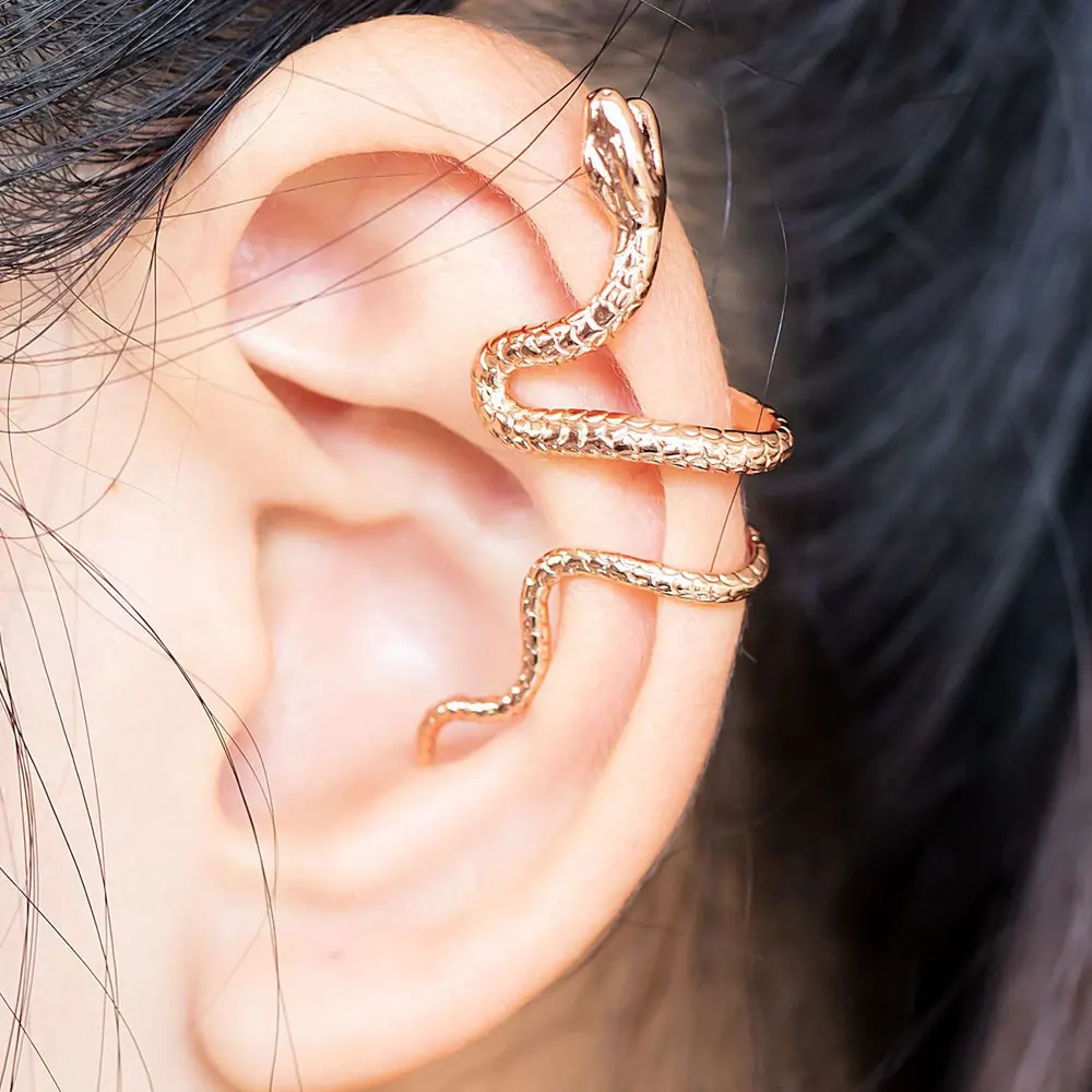 1 шт. радужные клипсы в виде змеи на серьги для женщин винтажные серебряные ушей
