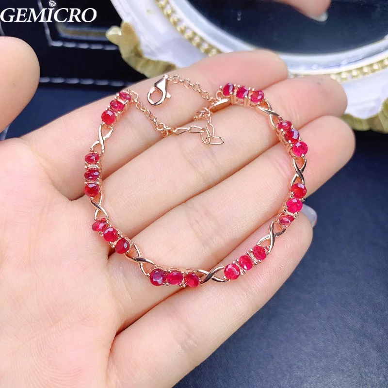 

Женский браслет из серебра 925 пробы, с натуральным Рубином