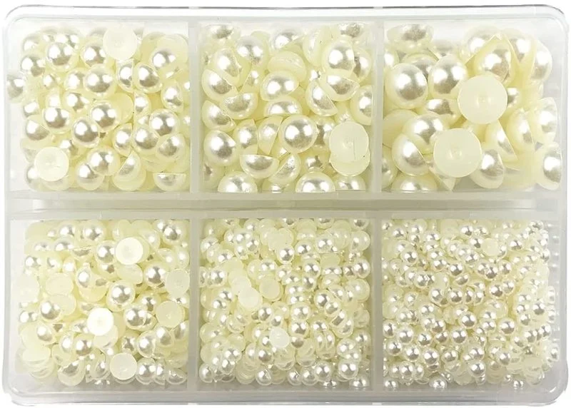 

Mix 6 Sizes 720pcs Crafting Half Beads Flatback Pearls for Crafts Scrapbooking Embellishment DIY Phone Nail Art Design Accessory