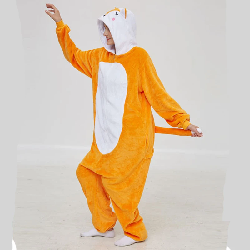 Women Adult Fleece Fox Onesie Pajamas Kigurumi Cartoon Men Animal Onesies Christmas Halloween Cosplay Onepiece Costume Jumpsuits