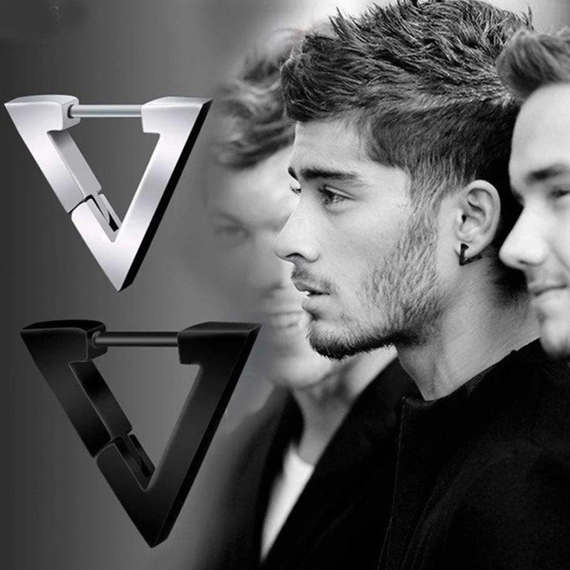 

Vintage Gothic Triangle Earrings Unisex Punk Rock Copper Men Women Ear Stud Earrings Pierced Push-Back Ear Plug Buckle Jewelry