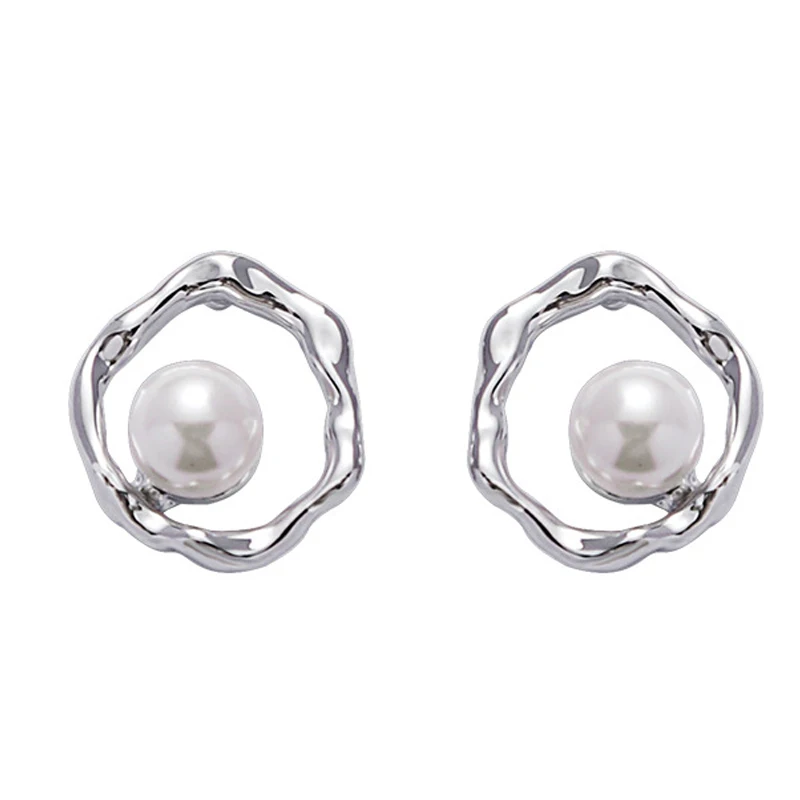 

Eetit Vintage Imitation Pearls Round Hollow Small Stud Earrings Exquisite Anti Allergic Daily Ear Jewelry for Women Bijoux Gift