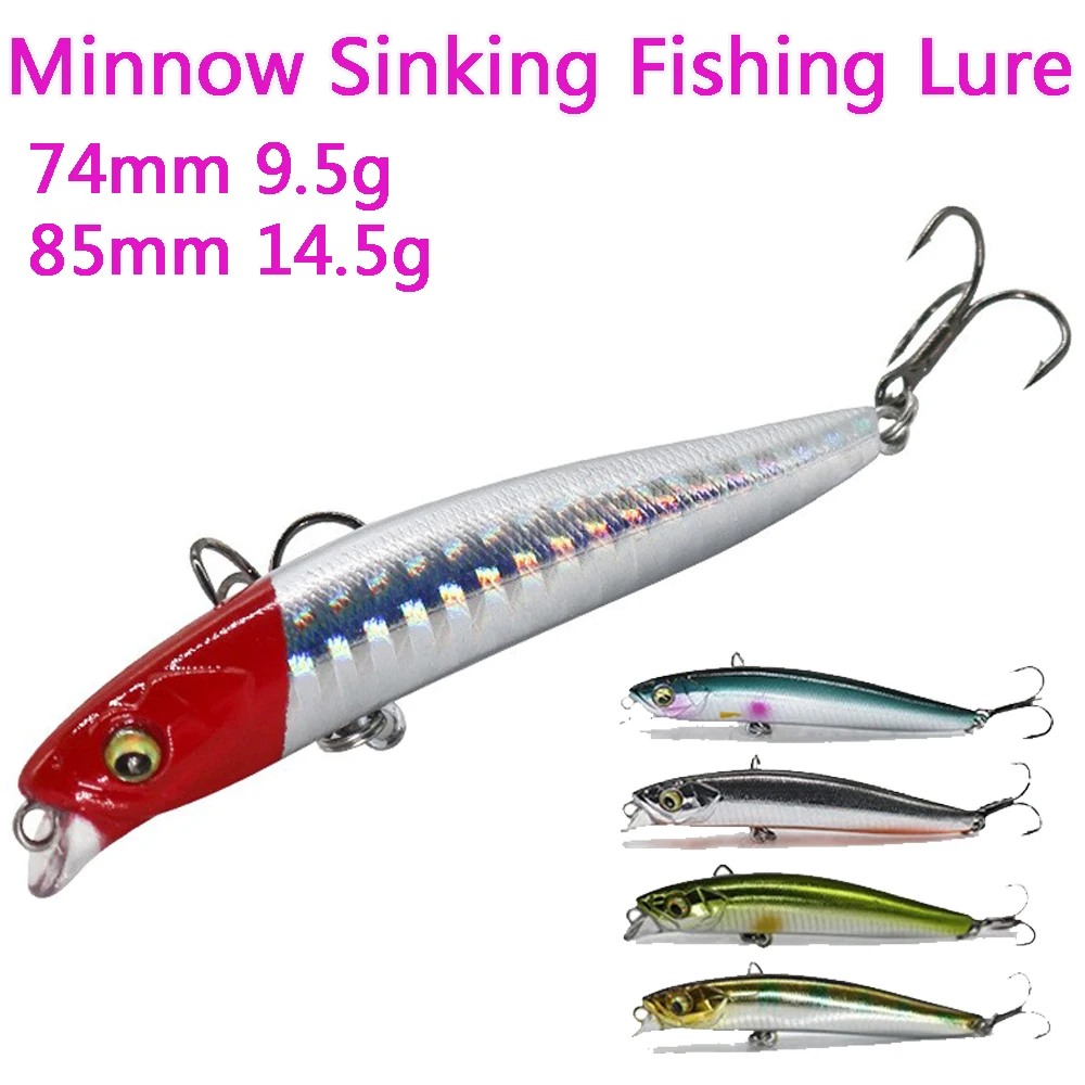 

1pcs Minnow Sinking Fishing Lure Saltwater Small Hard Bait 85/74mm 14.5/9.5g Artificial Mini Swimbait Leurre Pescar