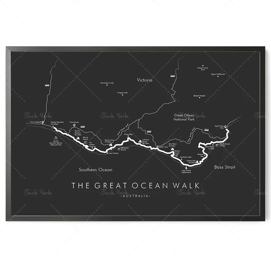Great Ocean Walk Poster | The Map Australia Hiking 12 Apostles Relive your Adventures Trail