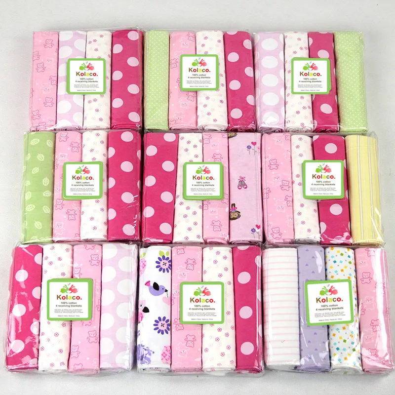 

4pcs/pack Cotton Receiving Baby Blanket Newborn Sheet 76x76cm Baby Bedsheet Supersoft Blanket Swaddle Bedding Blankets