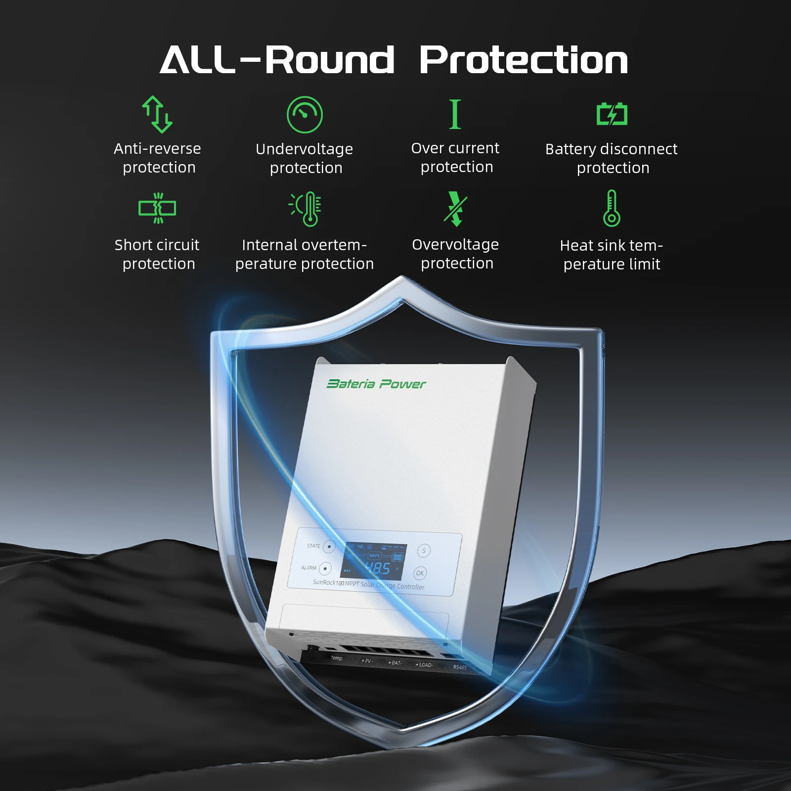 Контроллер заряда солнечной батареи 99.5% А 12/24/36/48 в 100 регулятор панели (SunRock)