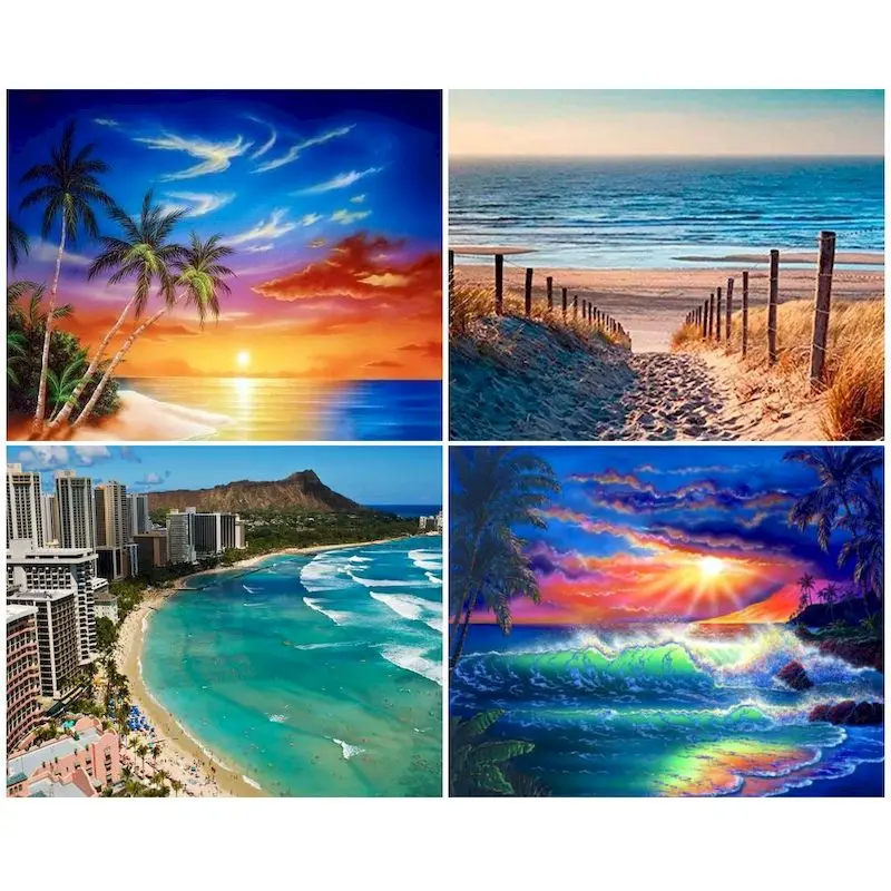 

Раскраска по номерам на холсте, пейзаж, ручная роспись