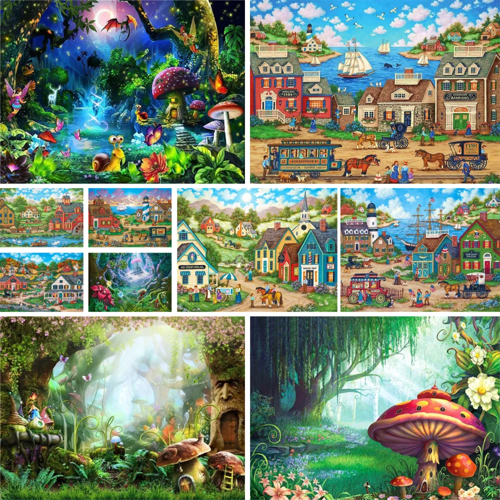 

Landscape Cartoon House Paint By Numbers Complete Kit Acrylic Paints 50*70 Boards By Numbers Wall Paintings For Kids Handicraft